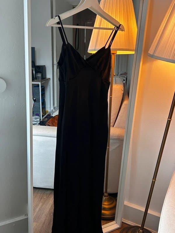 ASOS Black satin slip maxi dress