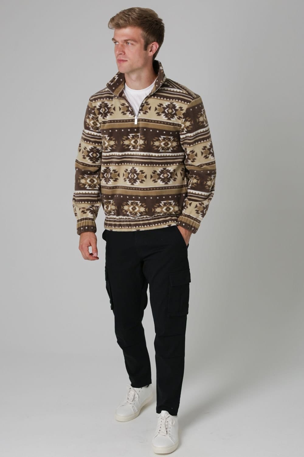 Nordam Nordam Men's Quarter Zip Funnel Neck Polar Fleece in Brown - 4