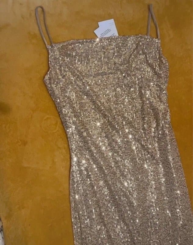 Pretty Lavish Pretty Lavish Womens Gold sequin Midaxi Dress with split