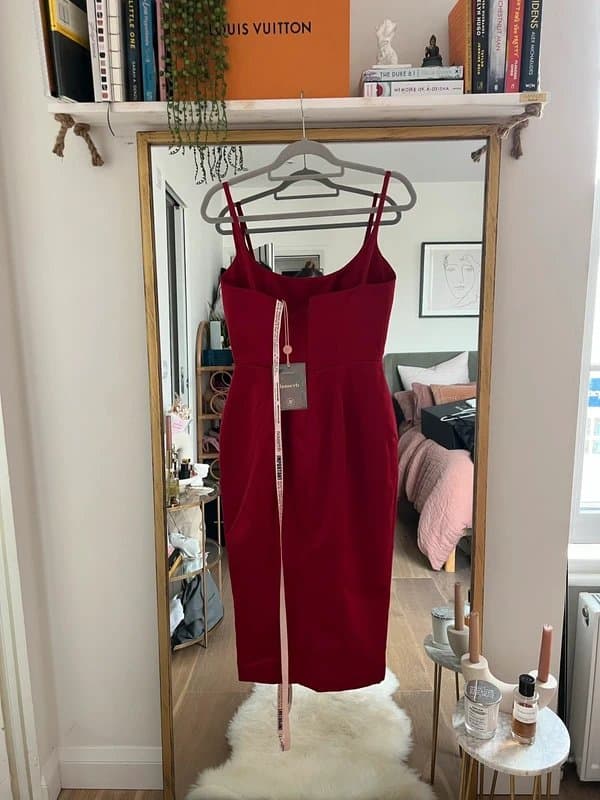 House of CB House of CB Red Satin Midi Dress