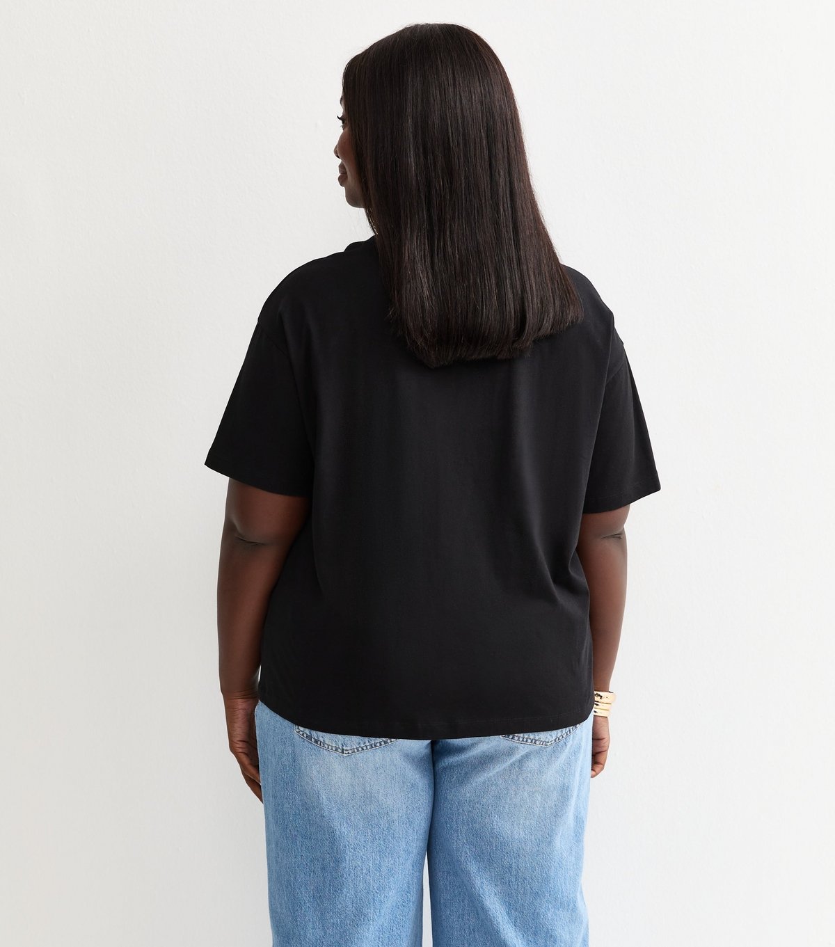 New Look Women's Plus Size Black Daisy Embroidered Boxy T-shirt Curves New Look - 4