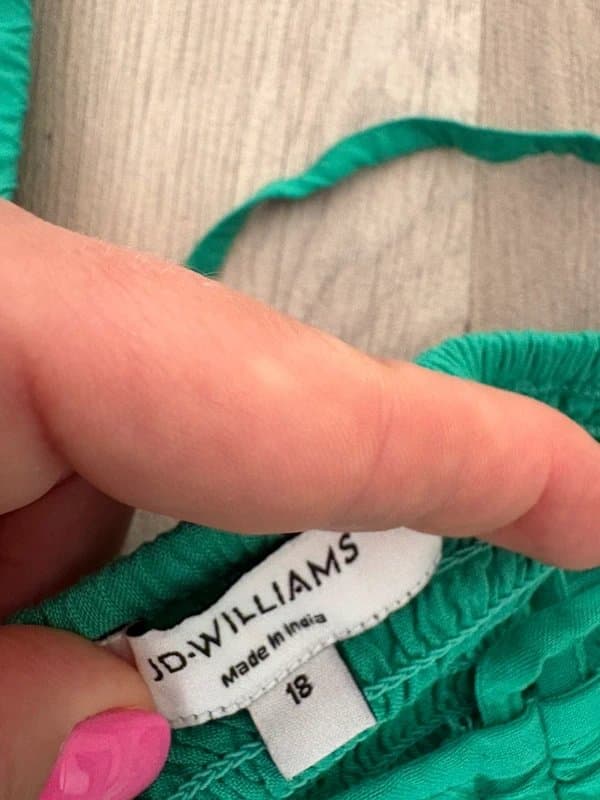 JD Williams JD Williams Emerald Green Shirred Puff Sleeve Top UK 18 Square Neck Smock Back