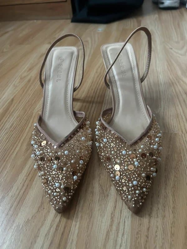 ASOS gold embellished shoes
