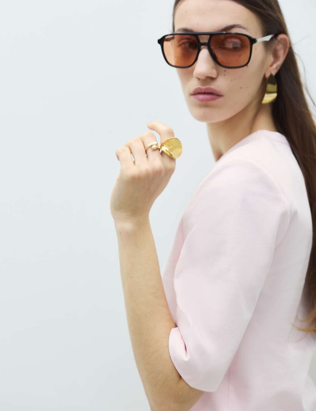 Marks & Spencer M&S Cotton Rich Padded Shoulder T-Shirt Dusted Pink - 3