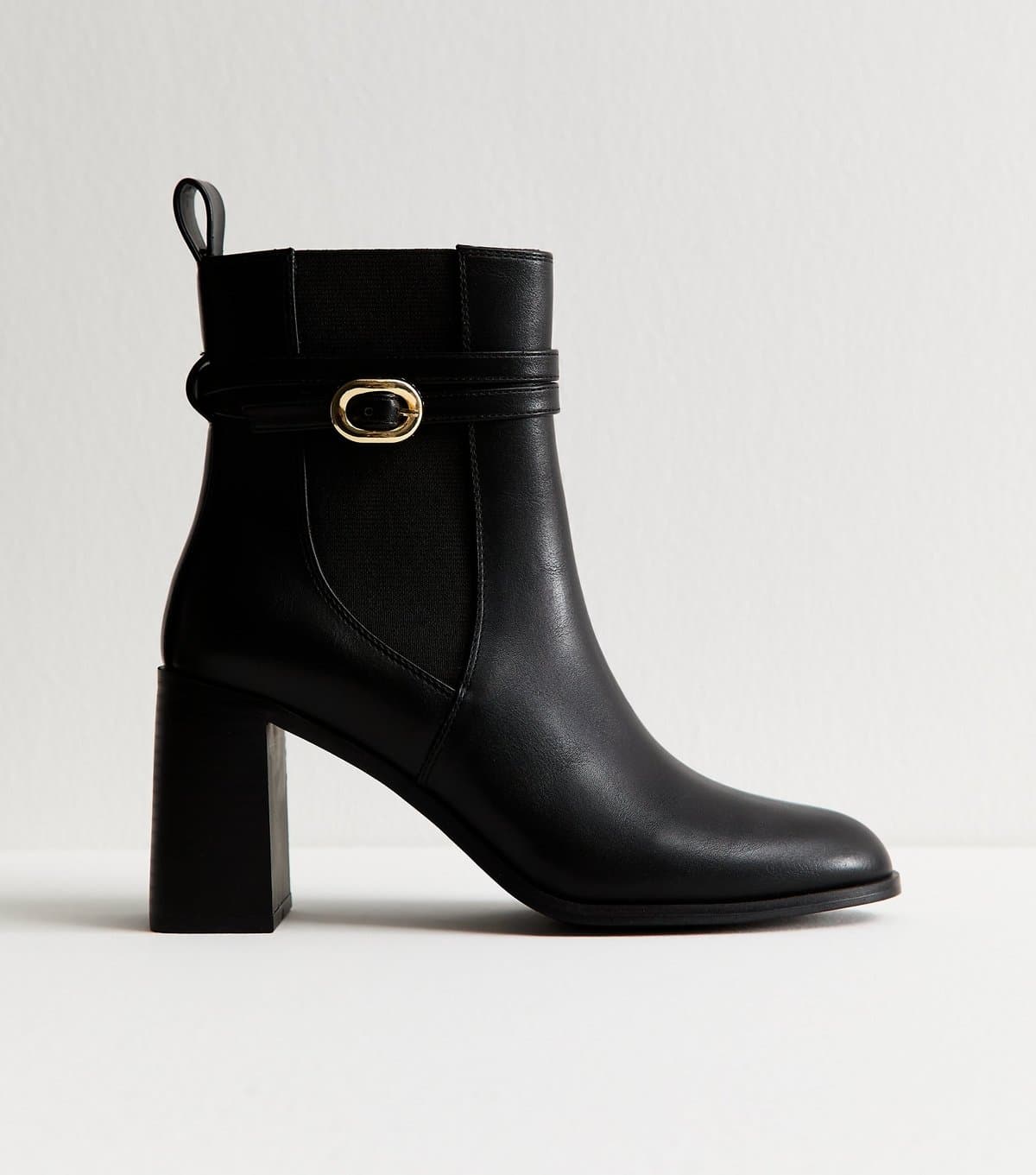New Look New Look Black Faux Leather Wrap Buckle Chelsea Boots