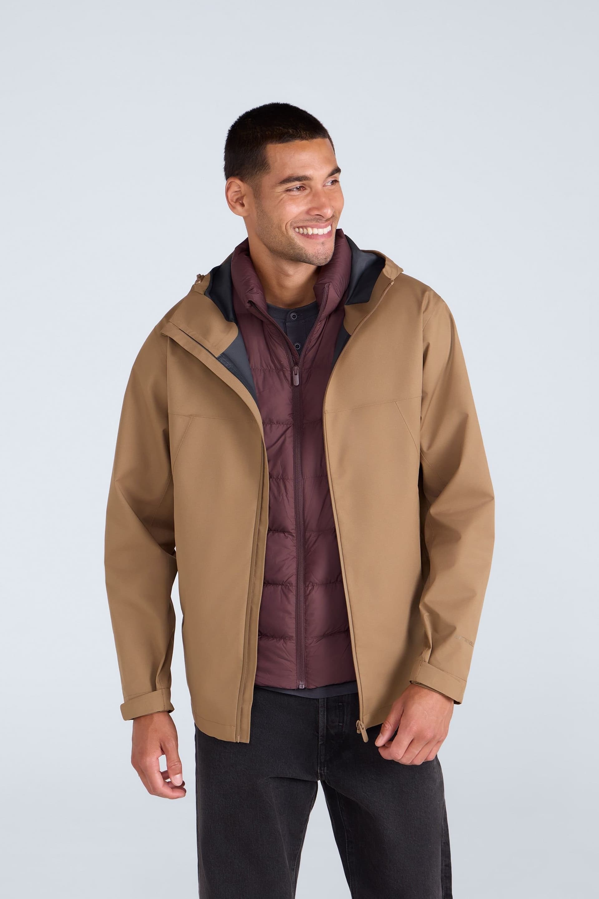 Animal Animal Men's 'Elements' Waterproof Breathable Adjustable Hood & Cuffs Jacket in Tan