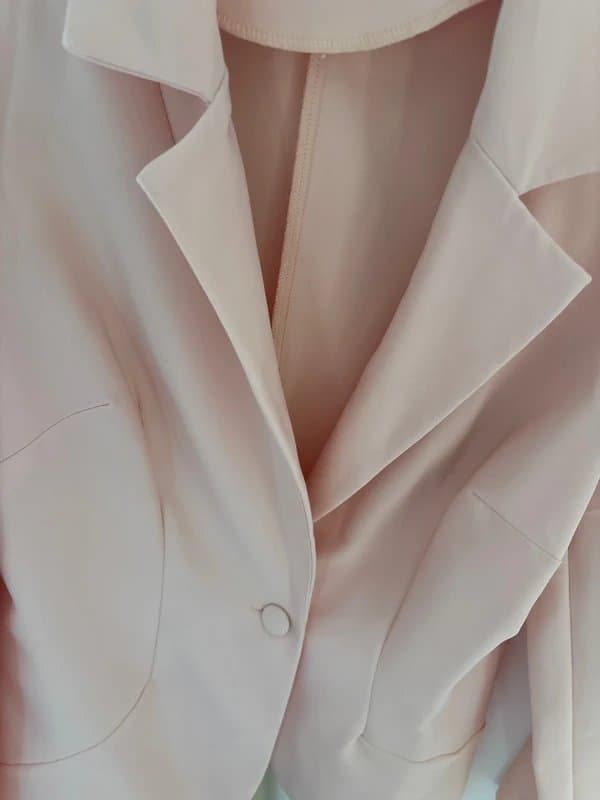 ASOS ASOS luxe suit co ord blush pink stretchy material with shoulder pads size 14