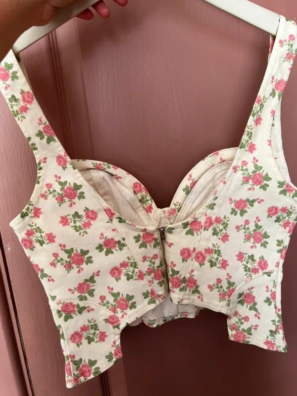ASOS ASOS luxe floral cream corset style top uk 10