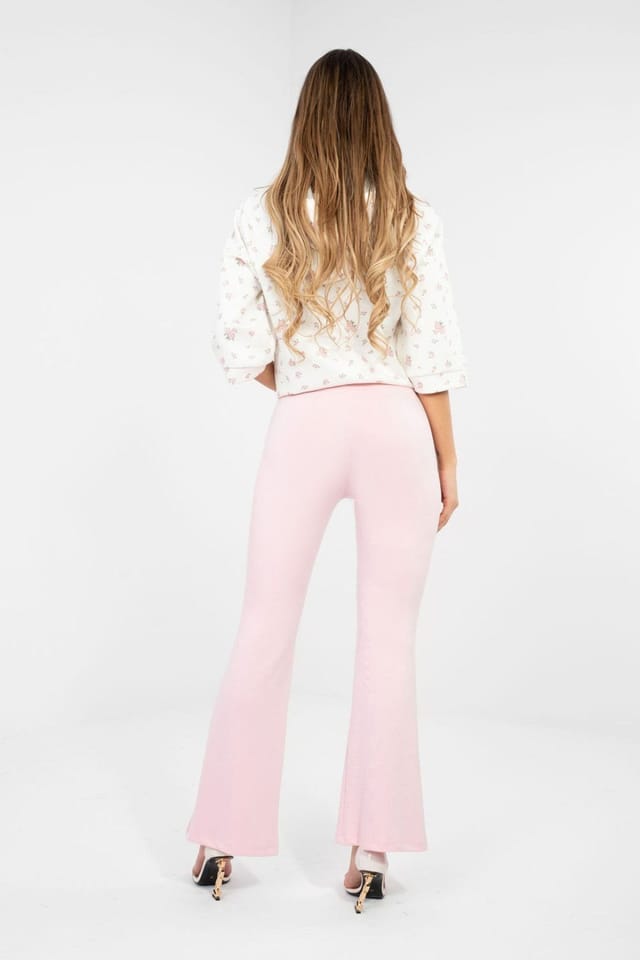 Love Lace Love Lace Women's Buttery Soft Sweatpants High Flare Track Trousers in Pink - 3