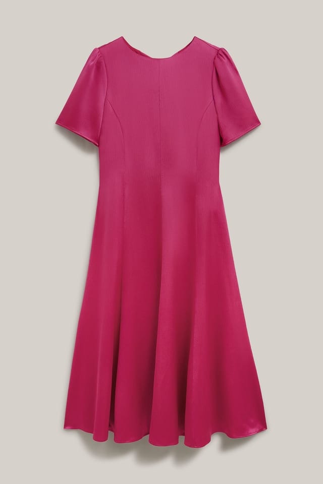 Hobbs London Hobbs London Women's Camille Satin Midi Dress in Fuchsia - 2