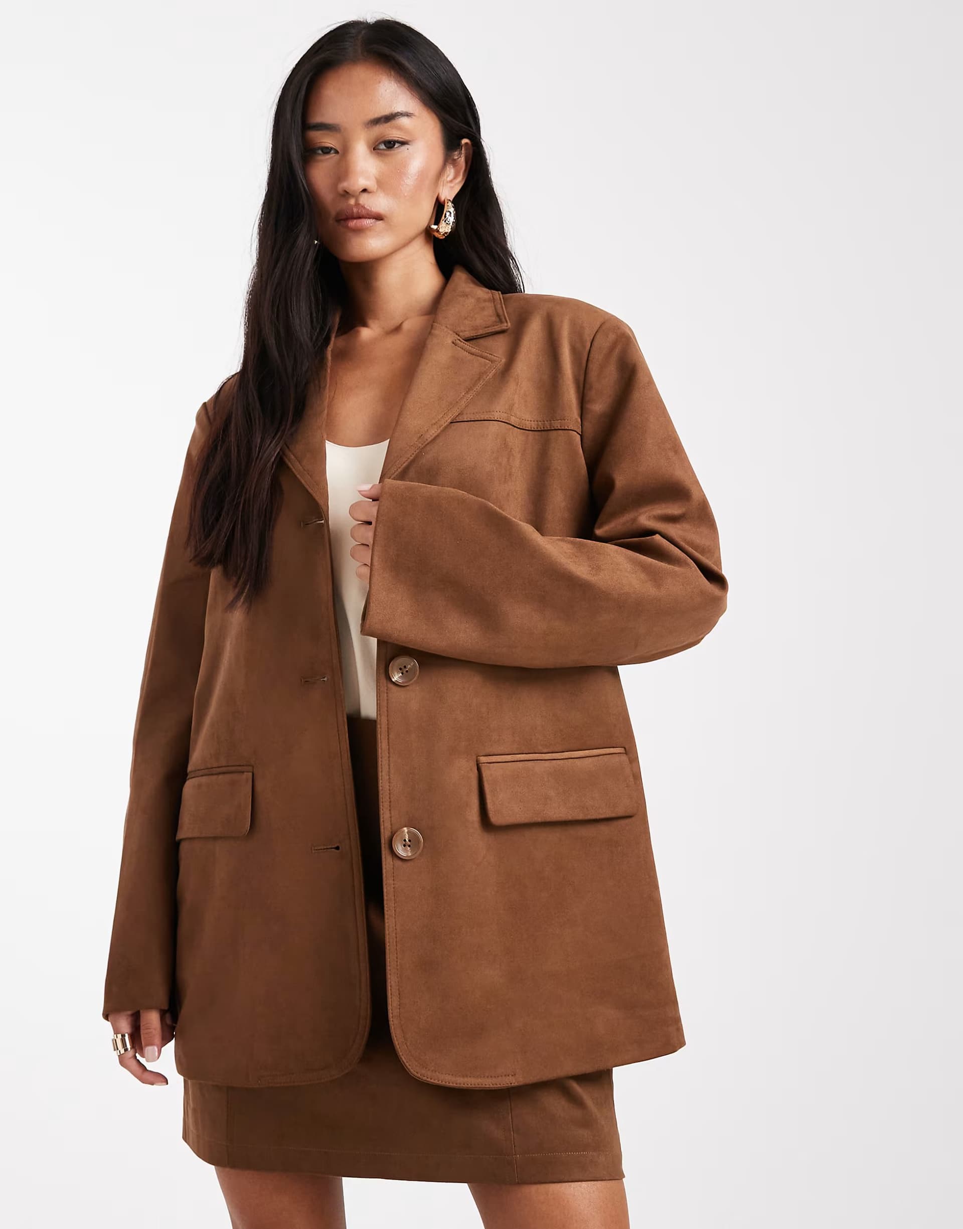 ASOS Object premium faux suede blazer co-ord in camel