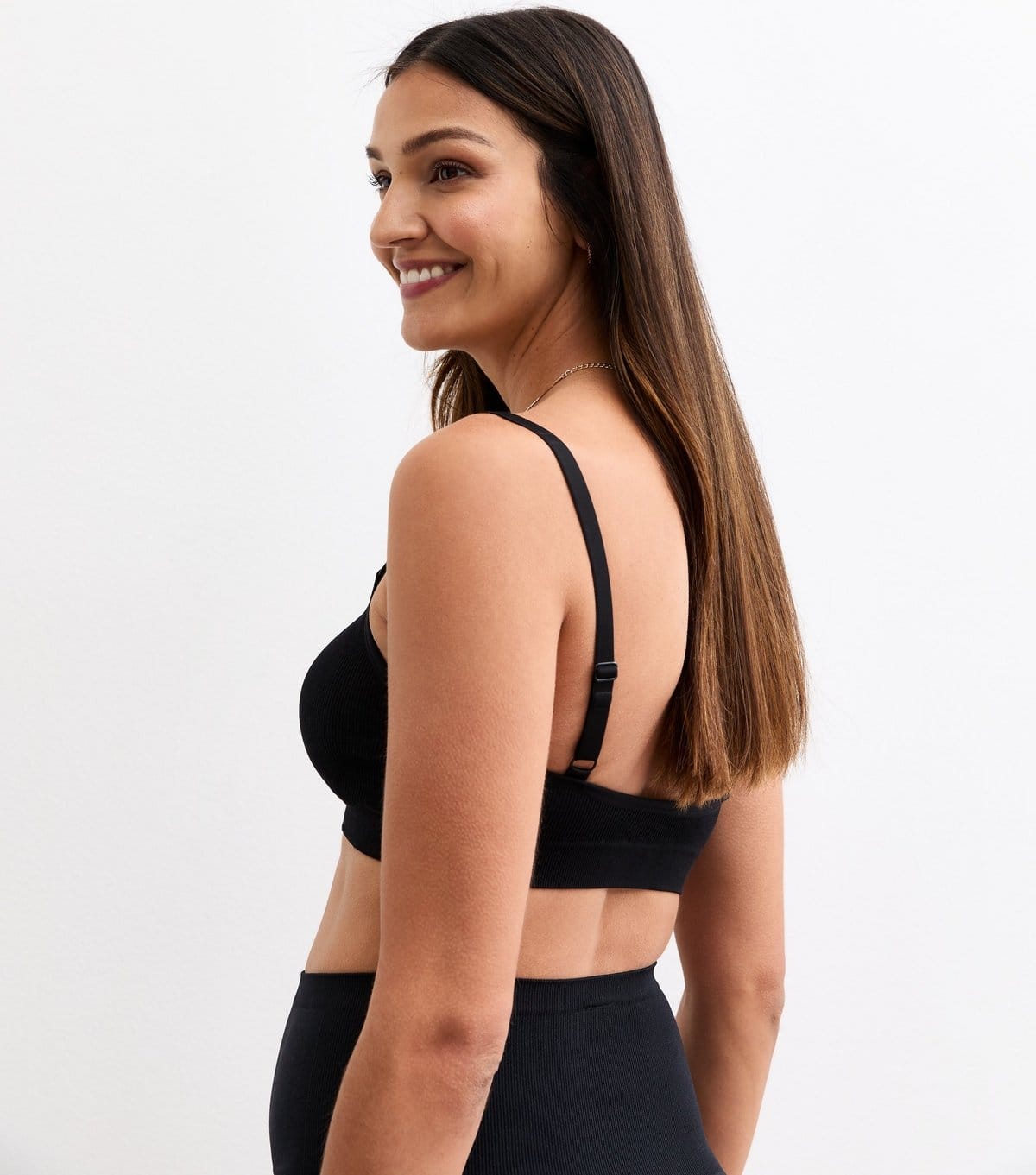 New Look Women's Maternity Black Ribbed Seamless Nursing Bralette New Look - 4