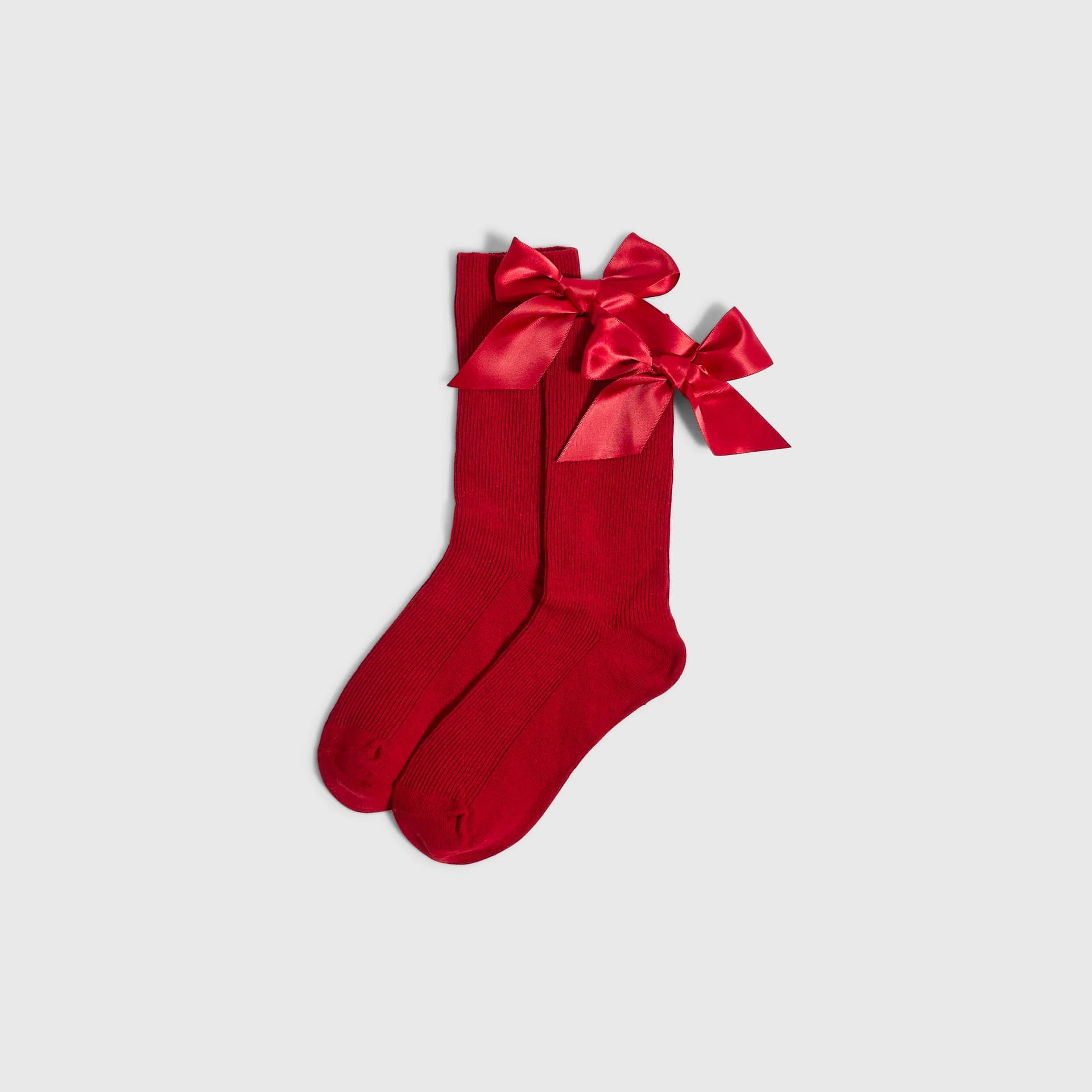River Island River Island Womens Red Ribbed Bow Socks