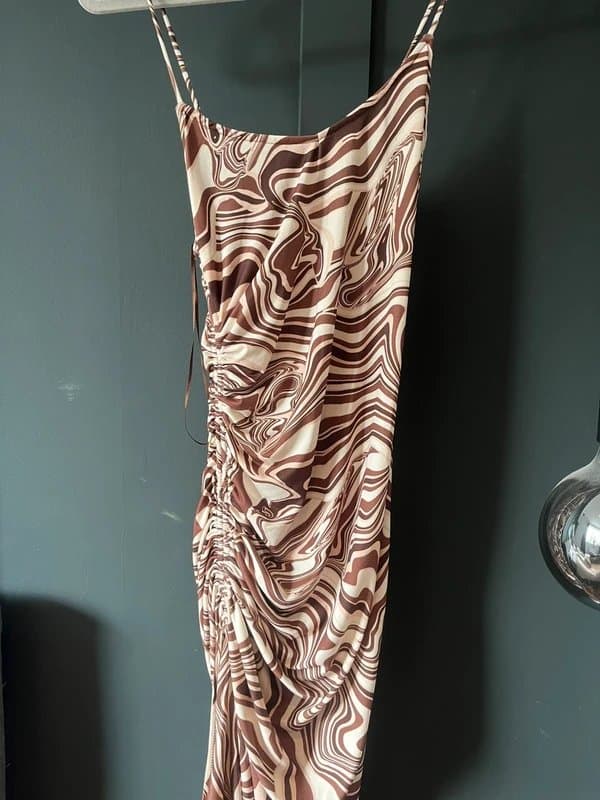 Bershka Midi slit ruched side dress