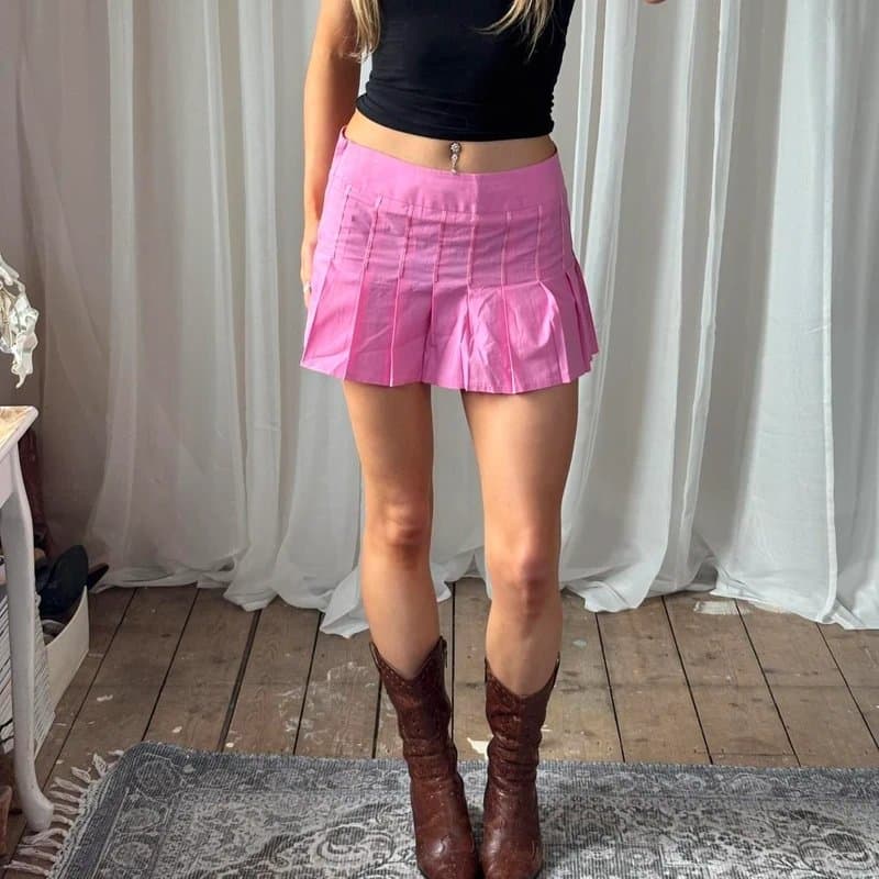 Topshop Y2K pink pleated mini skirt old label Topshop