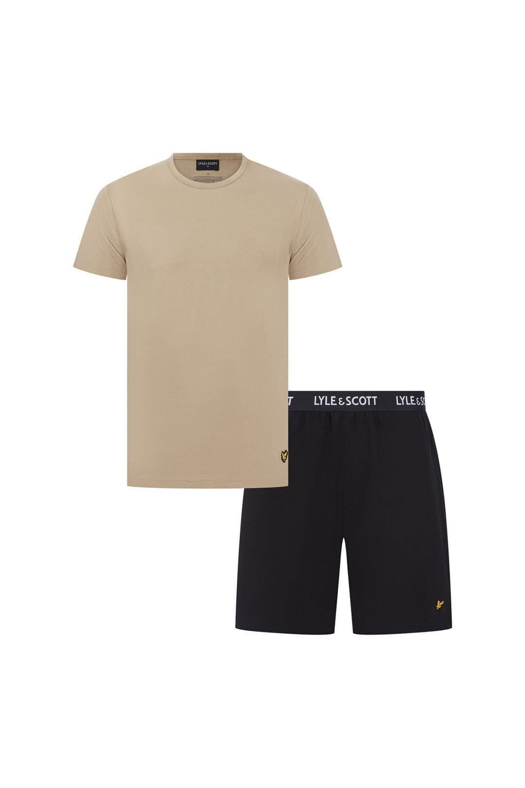 Lyle & Scott Lyle & Scott Men's Misha Sleepwear Set with Wash Bag Incense Greige Black