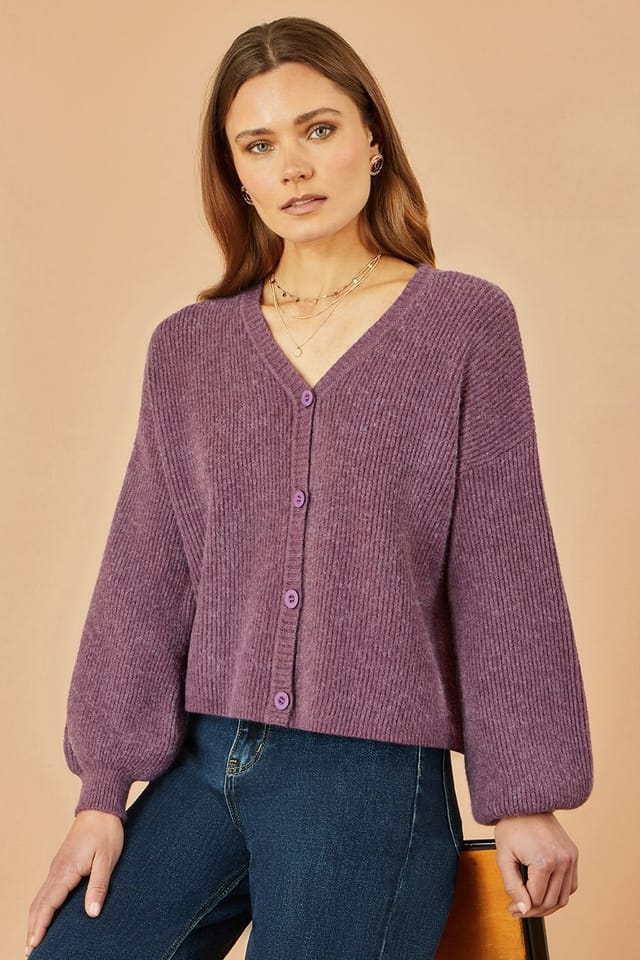 Yumi Yumi Women's Purple Marl Knit Cardigan - 3