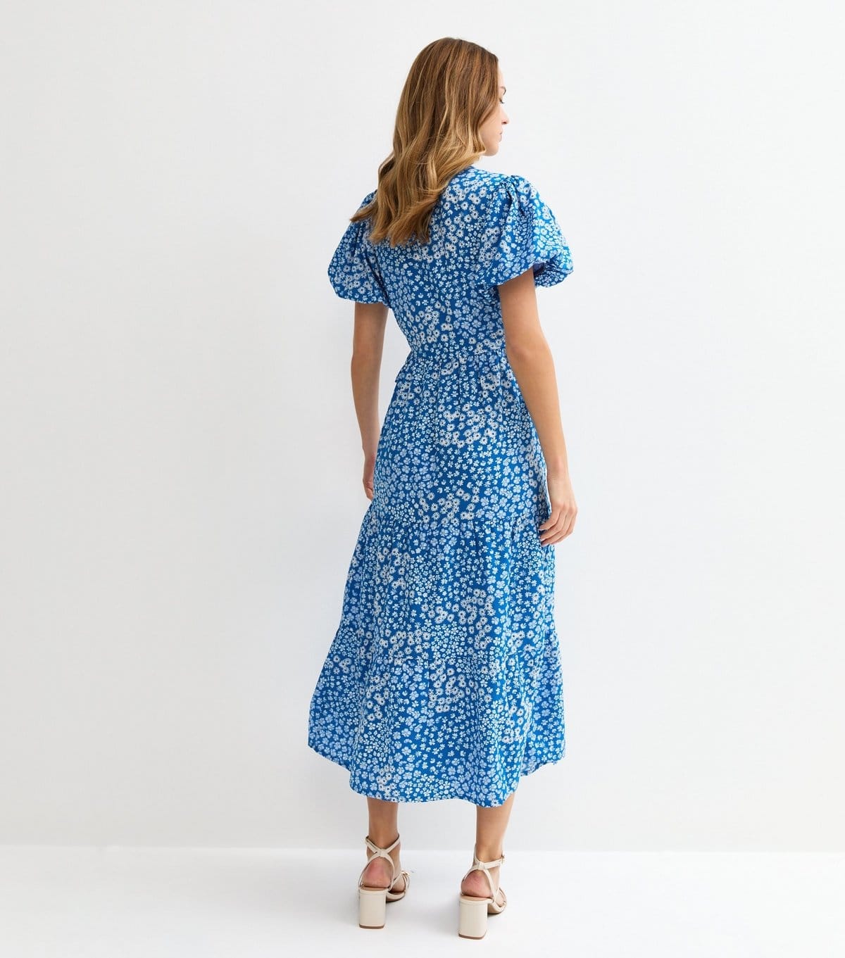 New Look Women's Blue Crepe Floral Print Wrap Midi Dress New Look - 4