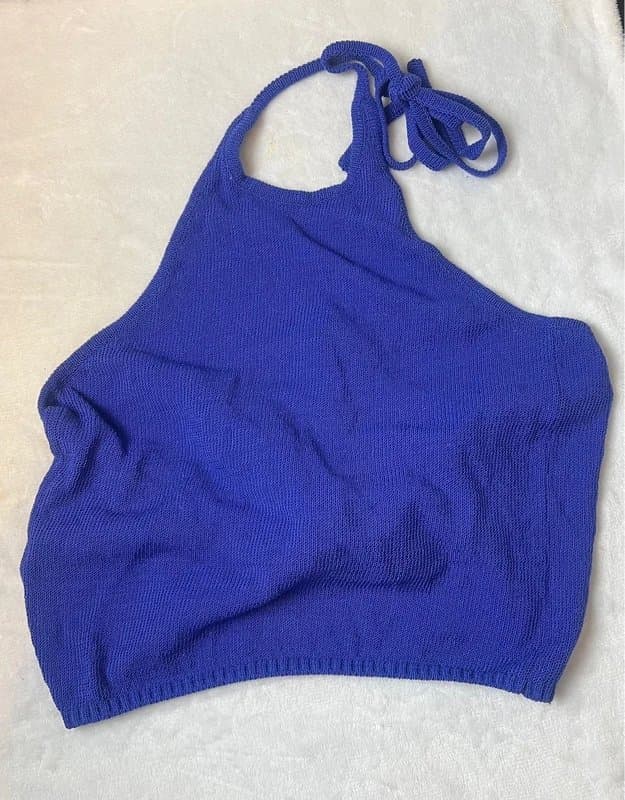 Zara zara knit blue halter neck wrap top