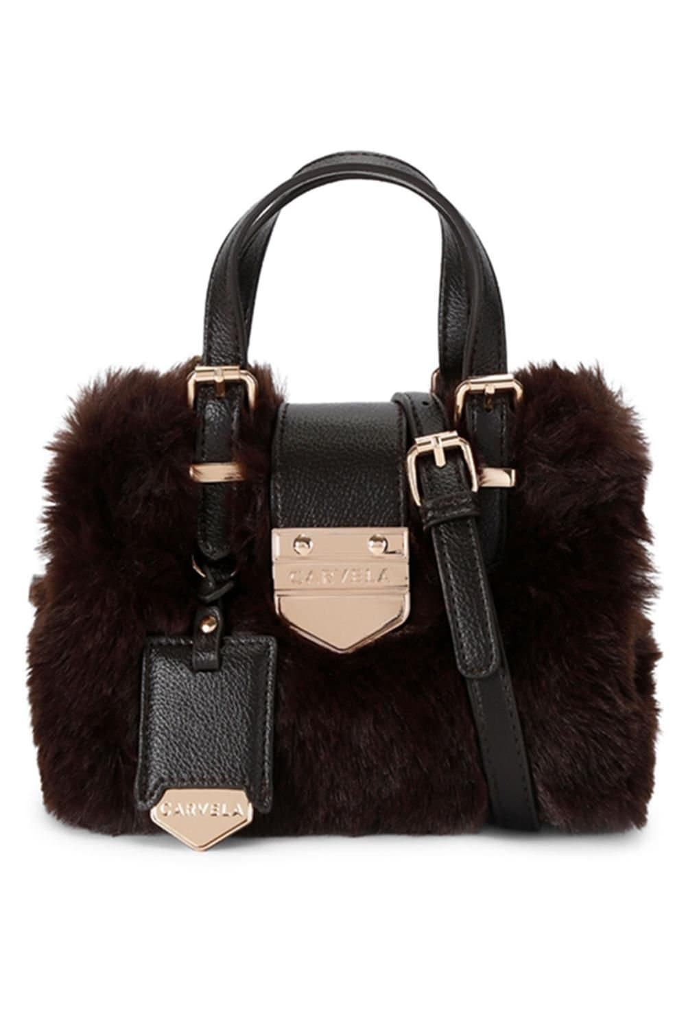 Carvela Carvela Women's 'Maria Micro Fur' Bag in Dark Brown