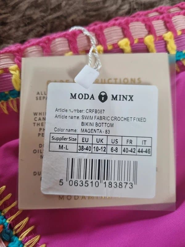 Moda Minx Moda Minx magenta bohemian crochet bikini set size M/L