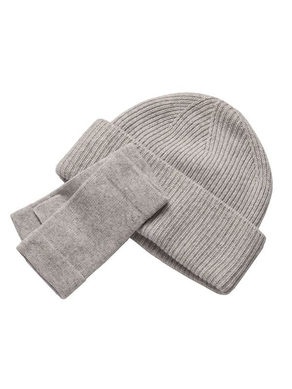 Cove Cove Women's Chunky Wrist Warmers & Beanie Set in Grey - 3