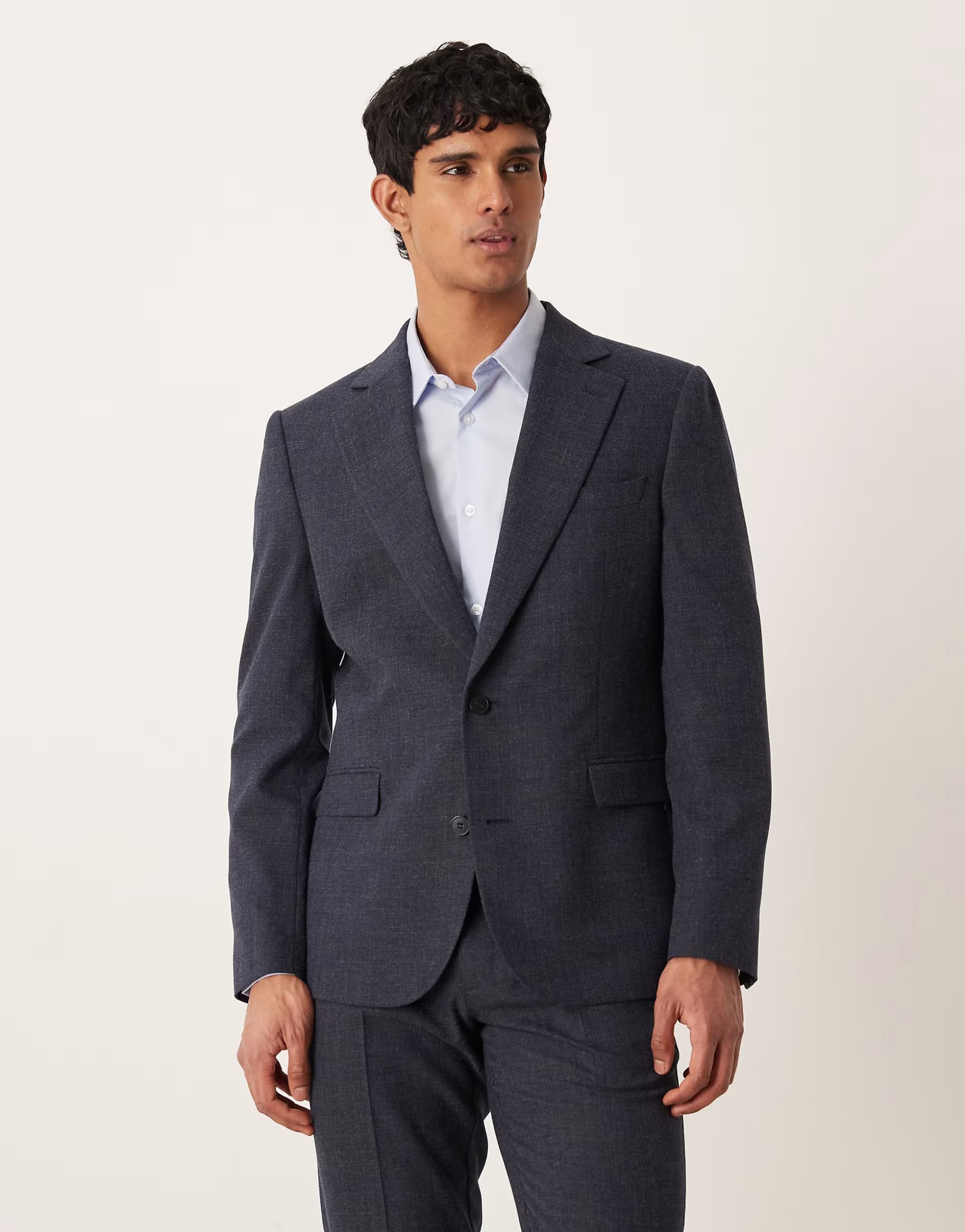ASOS ASOS DESIGN slim suit jacket in navy subtle crosshatch