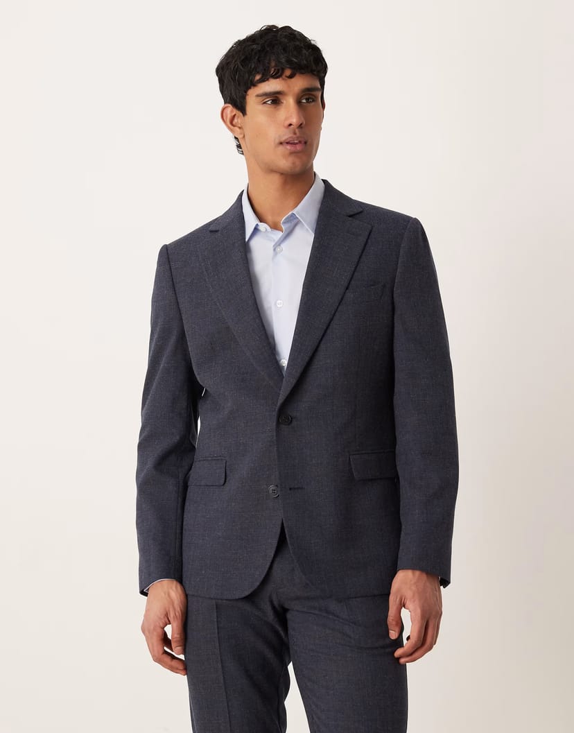 ASOS ASOS DESIGN slim suit jacket in navy subtle crosshatch - 1