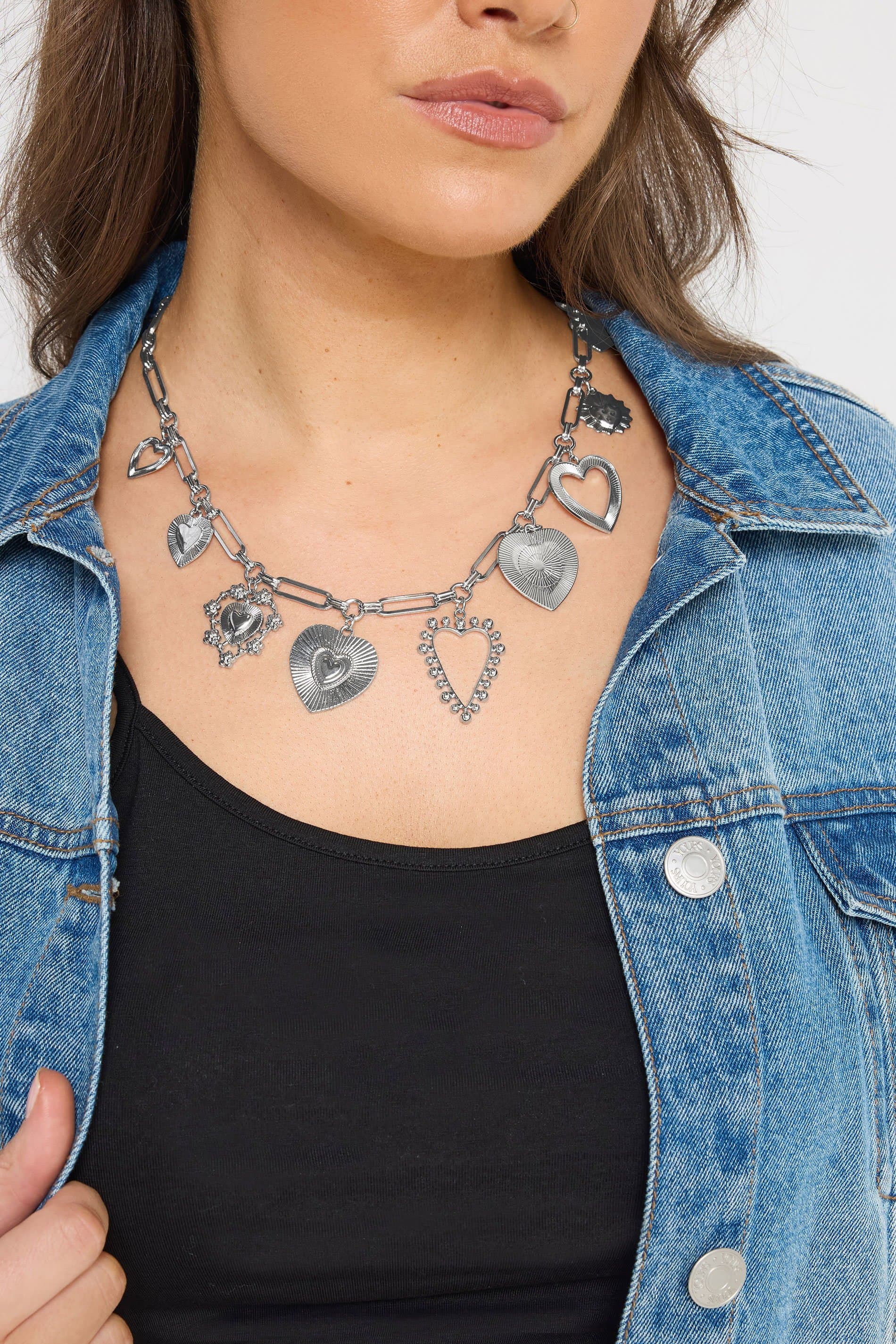 Yours Silver Tone Heart Statement Necklace
