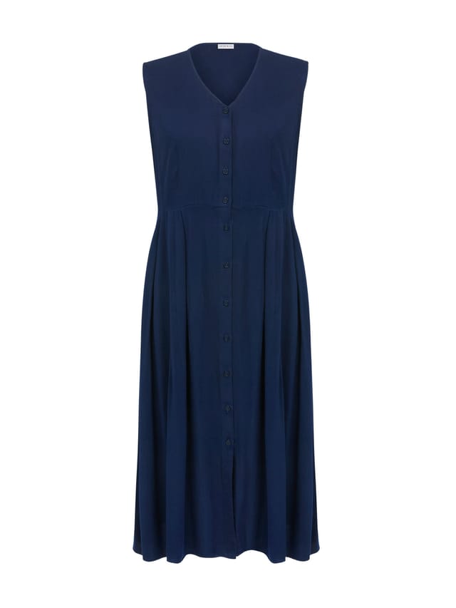 Celtic & Co Celtic & Co Women's S/L Button Through Midi Dress in Dark Navy - 2
