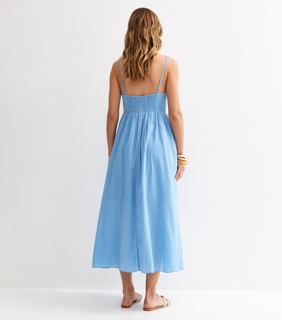 New Look Women's Light Blue V Waist Strappy Midi Dress New Look - 4