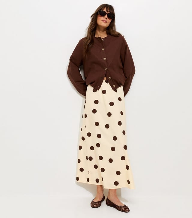 New Look Women's Tall Cream Cotton Large Spot Print Circle Skirt New Look - 3