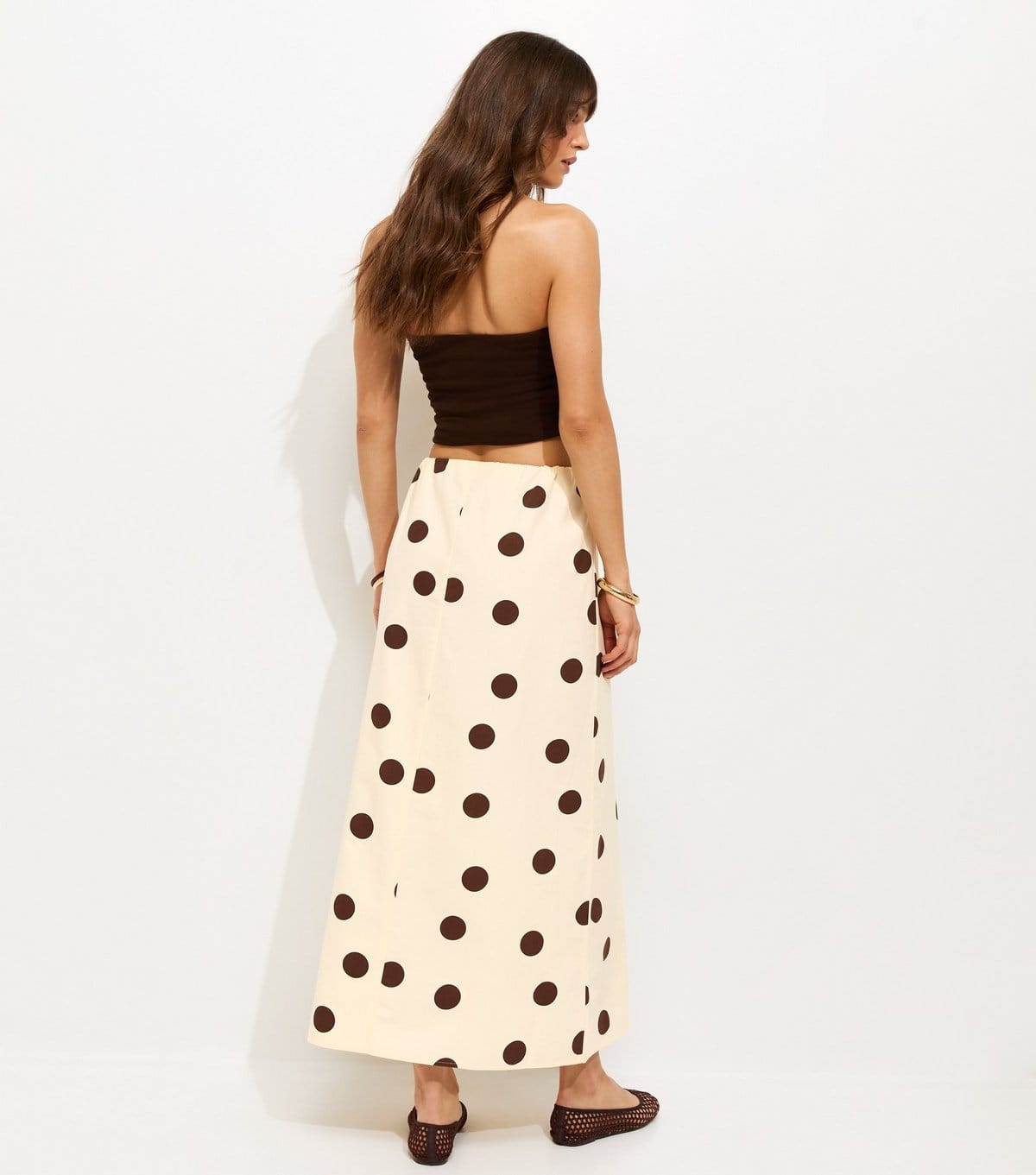 New Look Women's Tall Cream Cotton Large Spot Print Circle Skirt New Look - 4