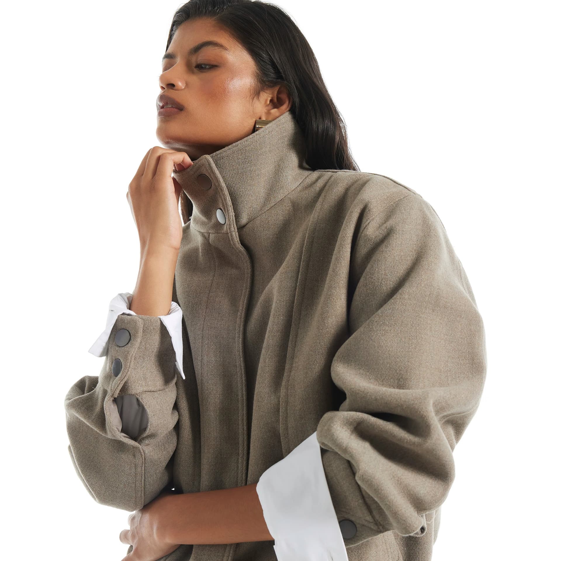 River Island River Island Womens Brown Funnel Neck Bomber Jacket