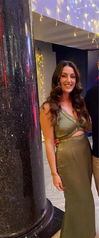 Never Fully Dressed Green Satin Midi Dress with Lace Detail