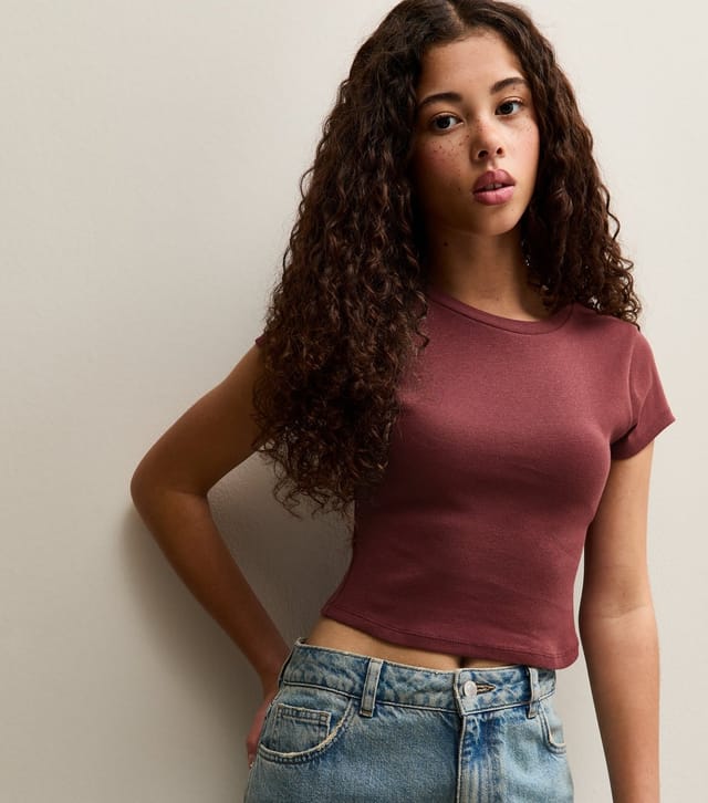 New Look Girls' Burgundy Cap Sleeve Baby Tee New Look - 2