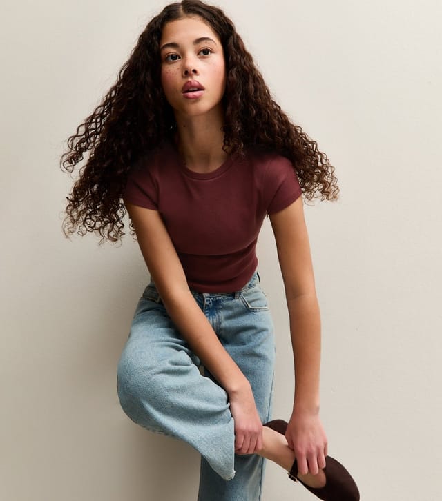 New Look Girls' Burgundy Cap Sleeve Baby Tee New Look - 3