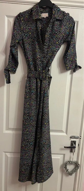 Dancing Leopard Dancing leopard plunge shirt dress wedding work party pockets 10-12 same day post - 1