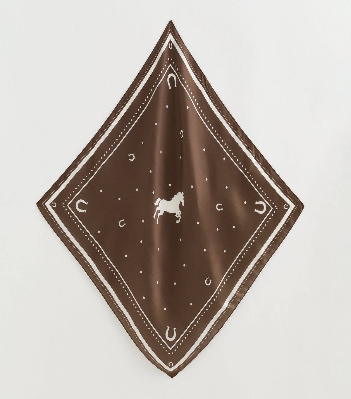 New Look Brown Horseshoe Print Satin Scarf New Look - 4