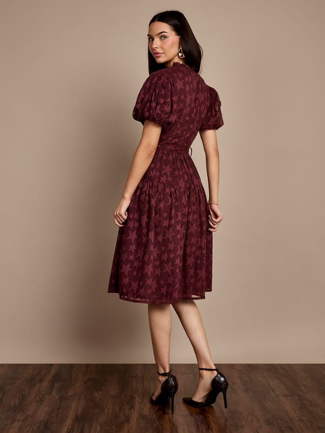 GWD by GEORGE W. DAVIES GWD by GEORGE W. DAVIES Women's GWD Gerri Jacquard Burgundy Midi Dress - 2