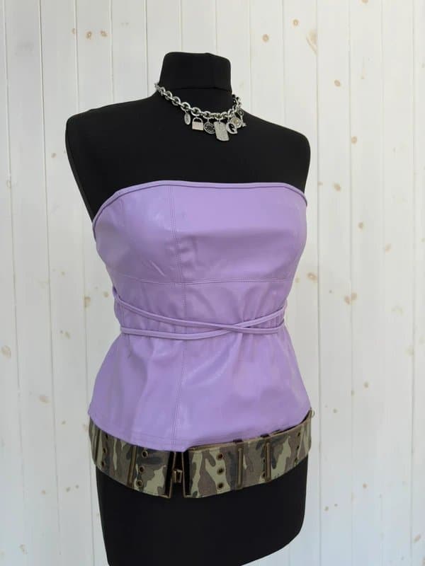 Morgan morgan lilac pu strapless top