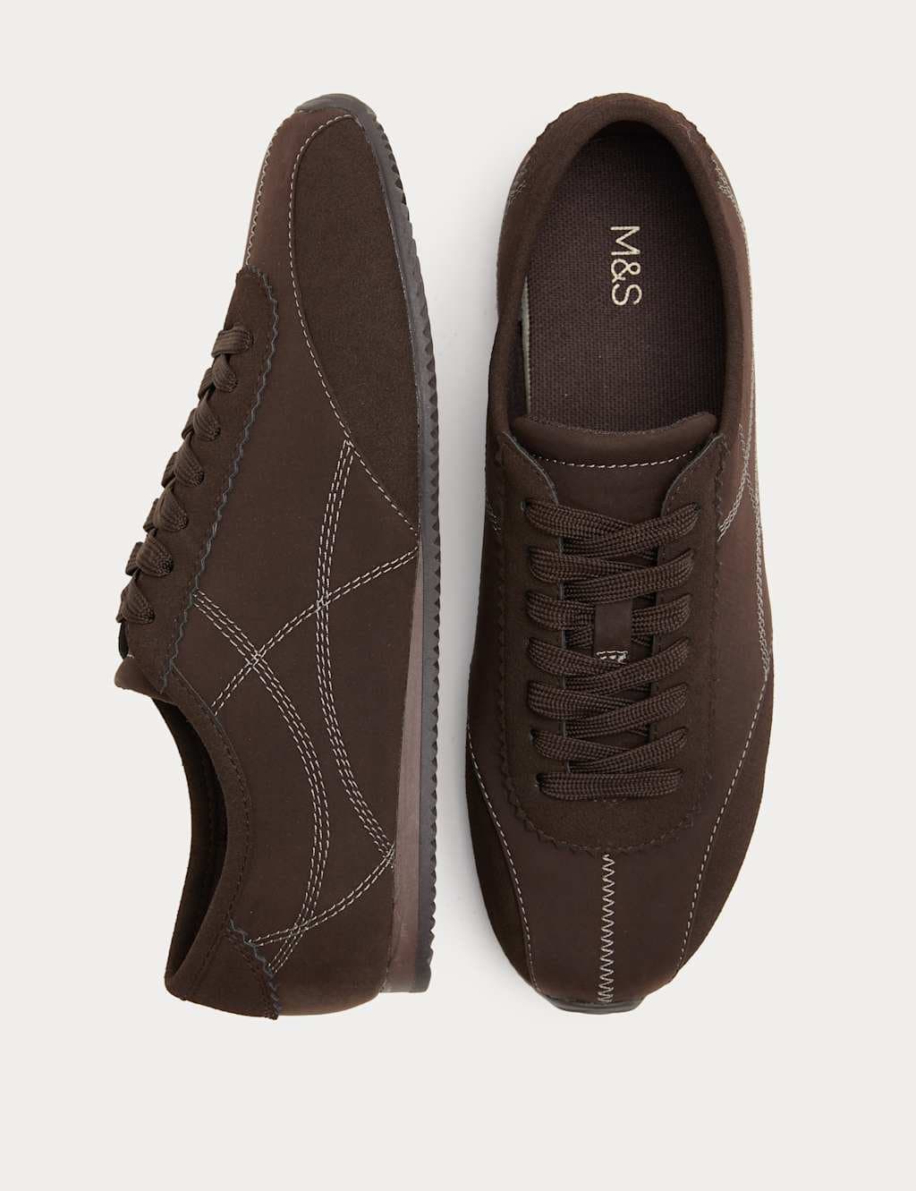 Marks & Spencer M&S Retro Runner Trainers Chocolate