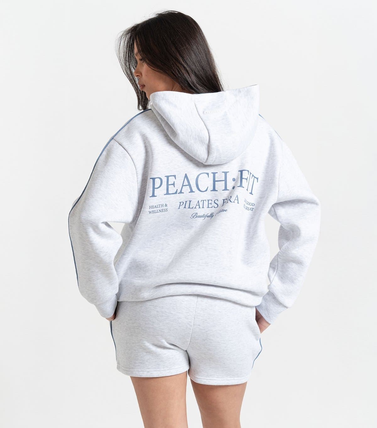Peach Fit Peach Fit Grey Marl Heather Hoodie With Sleeve Trim