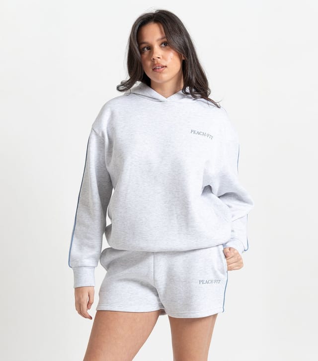 Peach Fit Women's Grey Marl Sleeve Trim Heather Hoodie Peach Fit New Look - 3