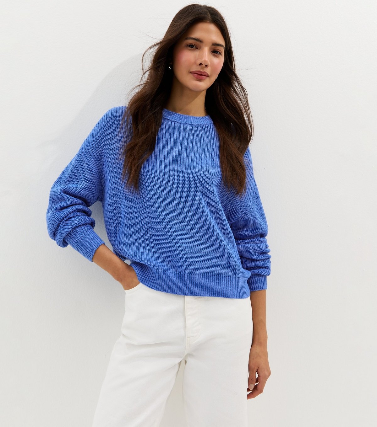 New Look Women's Blue Ribbed Crew Neck Knit Jumper New Look - 2