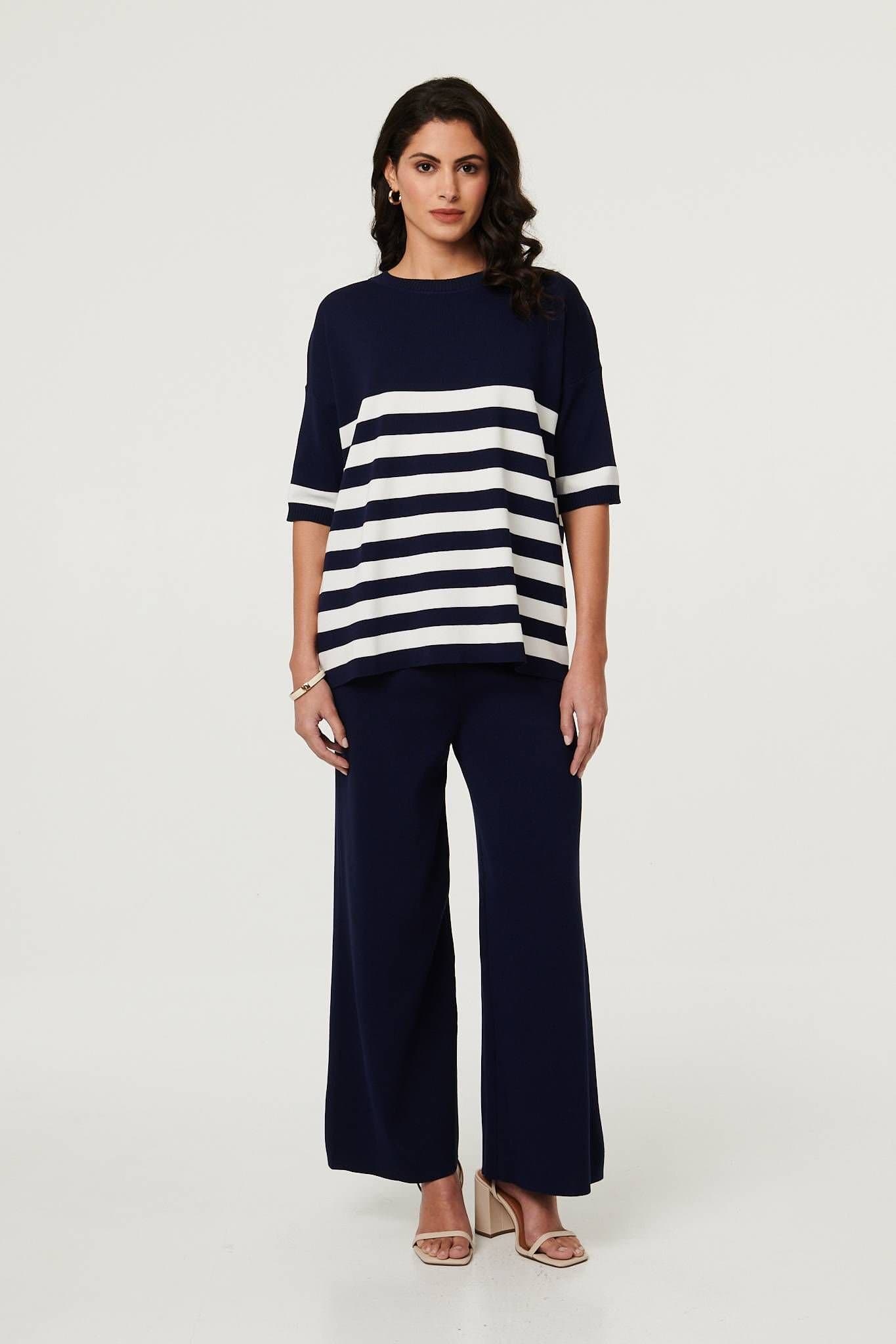 Izabel London Izabel London Navy Knit Texture Co-ord Set