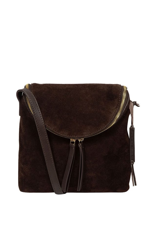 Cultured London Cultured London Women's 'Luisana' Suede Cross Body Bag in Dark Brown - 2