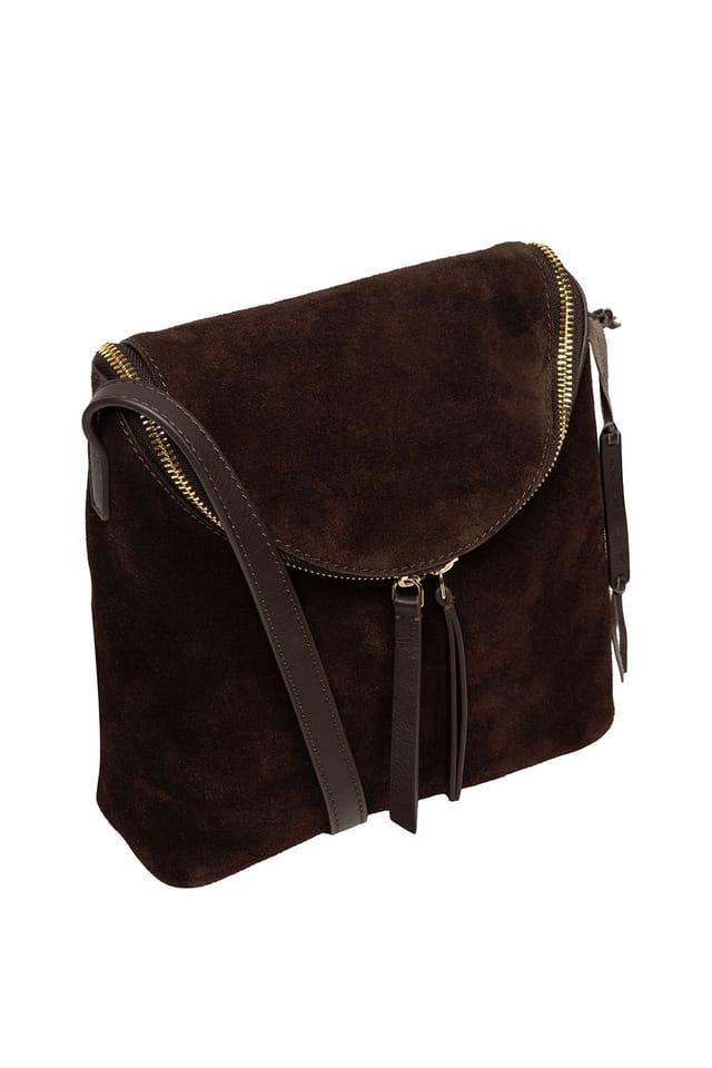 Cultured London Cultured London Women's 'Luisana' Suede Cross Body Bag in Dark Brown - 3