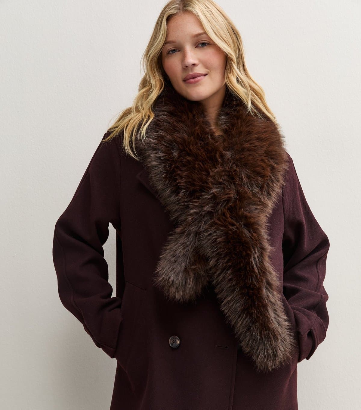 New Look Dark Brown Faux Fur Stole Scarf New Look