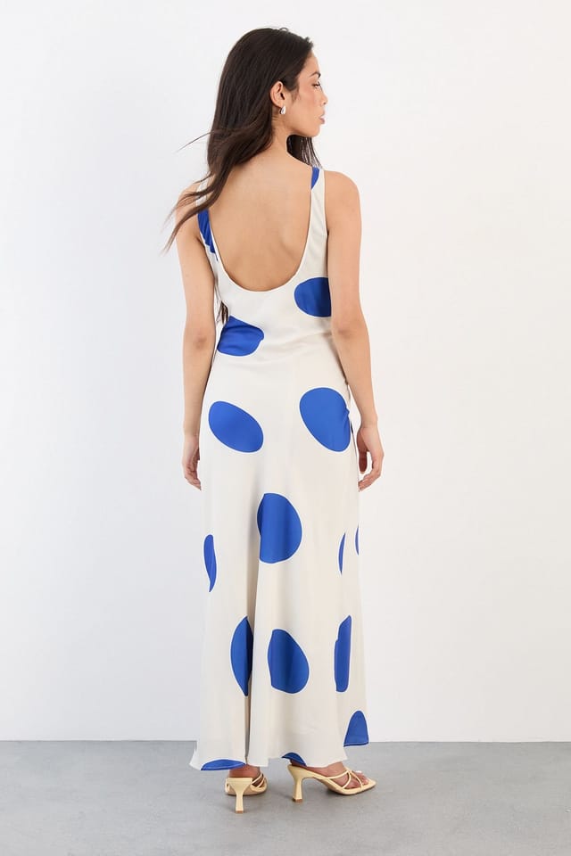 Warehouse Warehouse Women's Polka Dot Scoop Back Racer Maxi Dress - 3